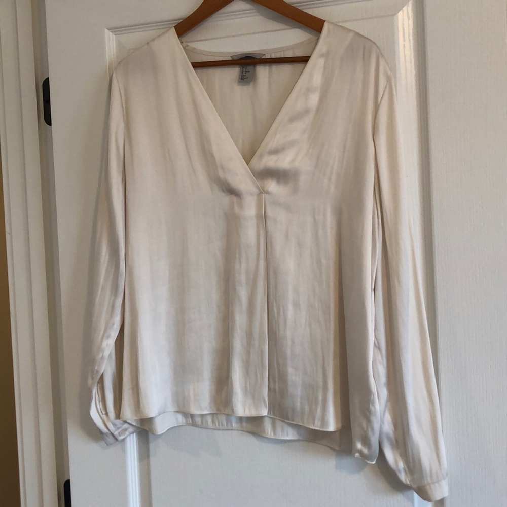 Faux ivory silk blouse